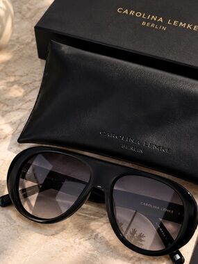 New Carolina Lemke gloss black trendy oversized sunglasses